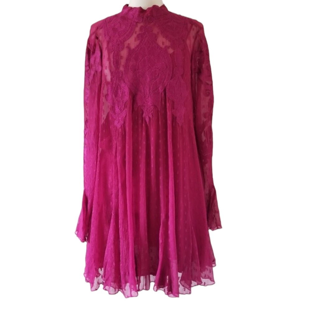Free People Coquette Bell Sleeve Mini Dress Size S - Picture 4 of 14